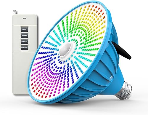 Miniatura 1 de Tansir Bombilla de luces de piscina 55 W 120 V RGB que cambia de color bajo el agua LED luz de piscina controla tu piscina fácilmente 1 paquete E26