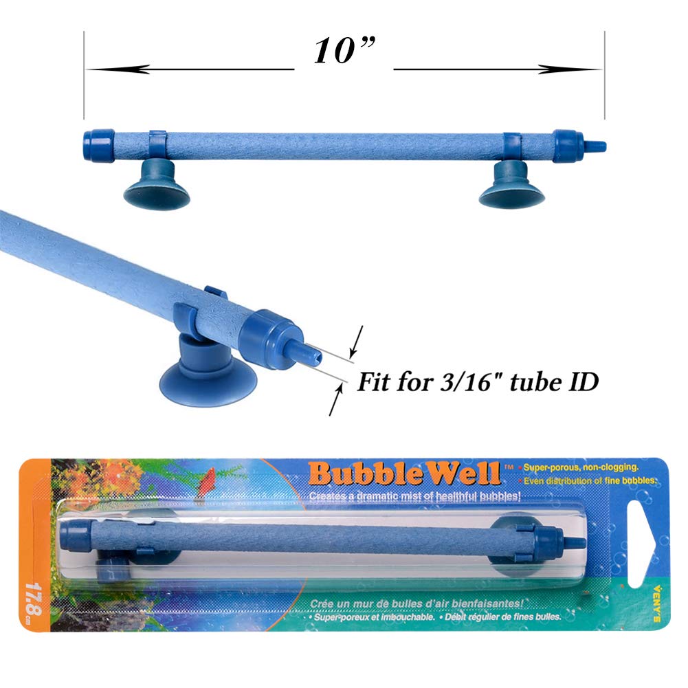 Quickun Aquarium Air Stone Bubble Wall Tube Oxygen Diffuser Bar Decor Accessory for Fish Tank 10 Inch Length,5PCS