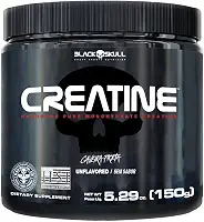 Black Skull Creatine Monohydrate - Suplementação para Treino, Performance, Ganho Muscular, Hipertrofia, Força e Resistência - Sem Sabor - Pote 150g