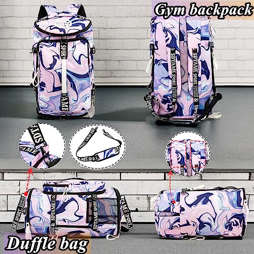 Image of Gym Duffle Bag Backpack,4‑Way Waterproof with Shoe Compartment Travel Hiking Laptop
