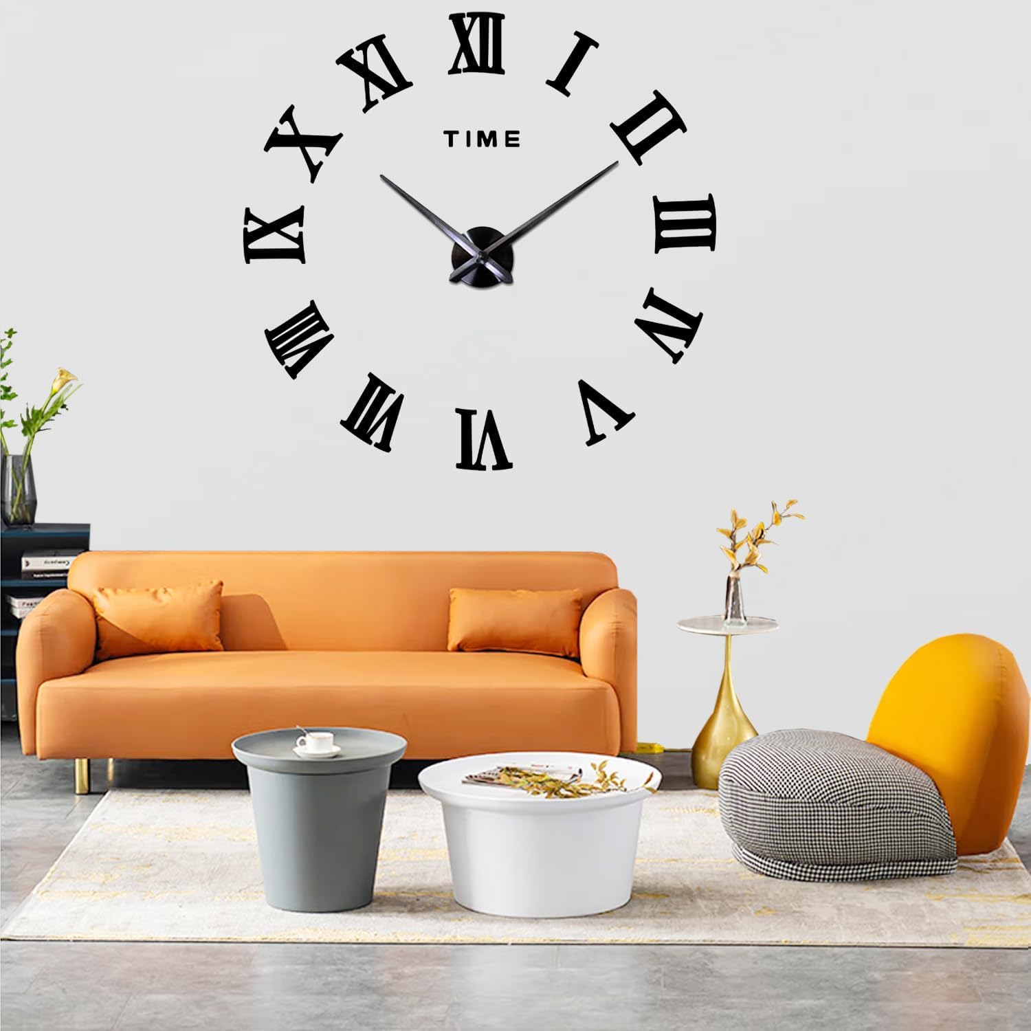 Horloge murale 3D XXL Coraltree noire pour décoration de salon moderne