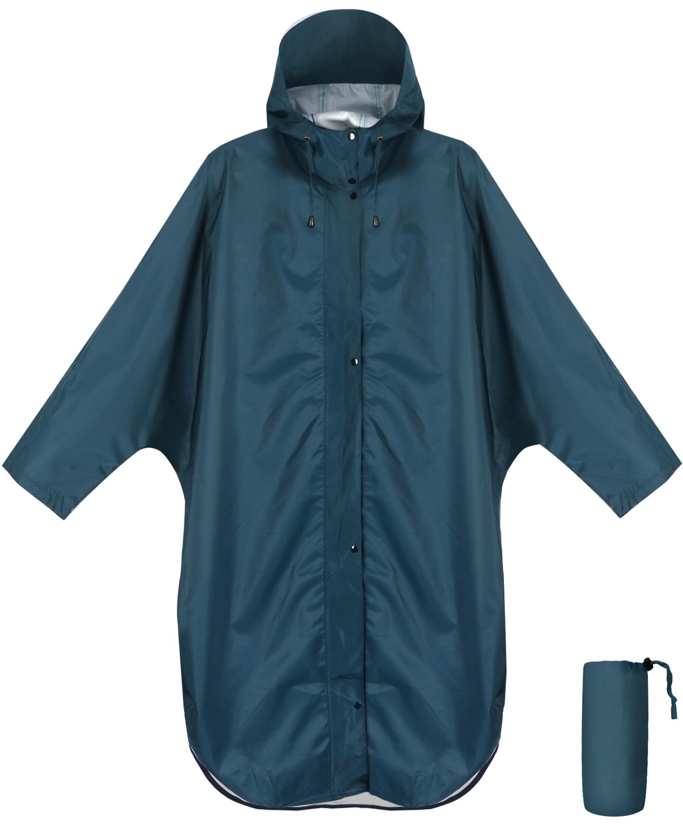 ANYOO Poncho de pluie imperméable avec capuche et manches, Léger manteau de pluie avec poche pour femmes et hommes pour la randonnée, le cyclisme en plein air, taille unique