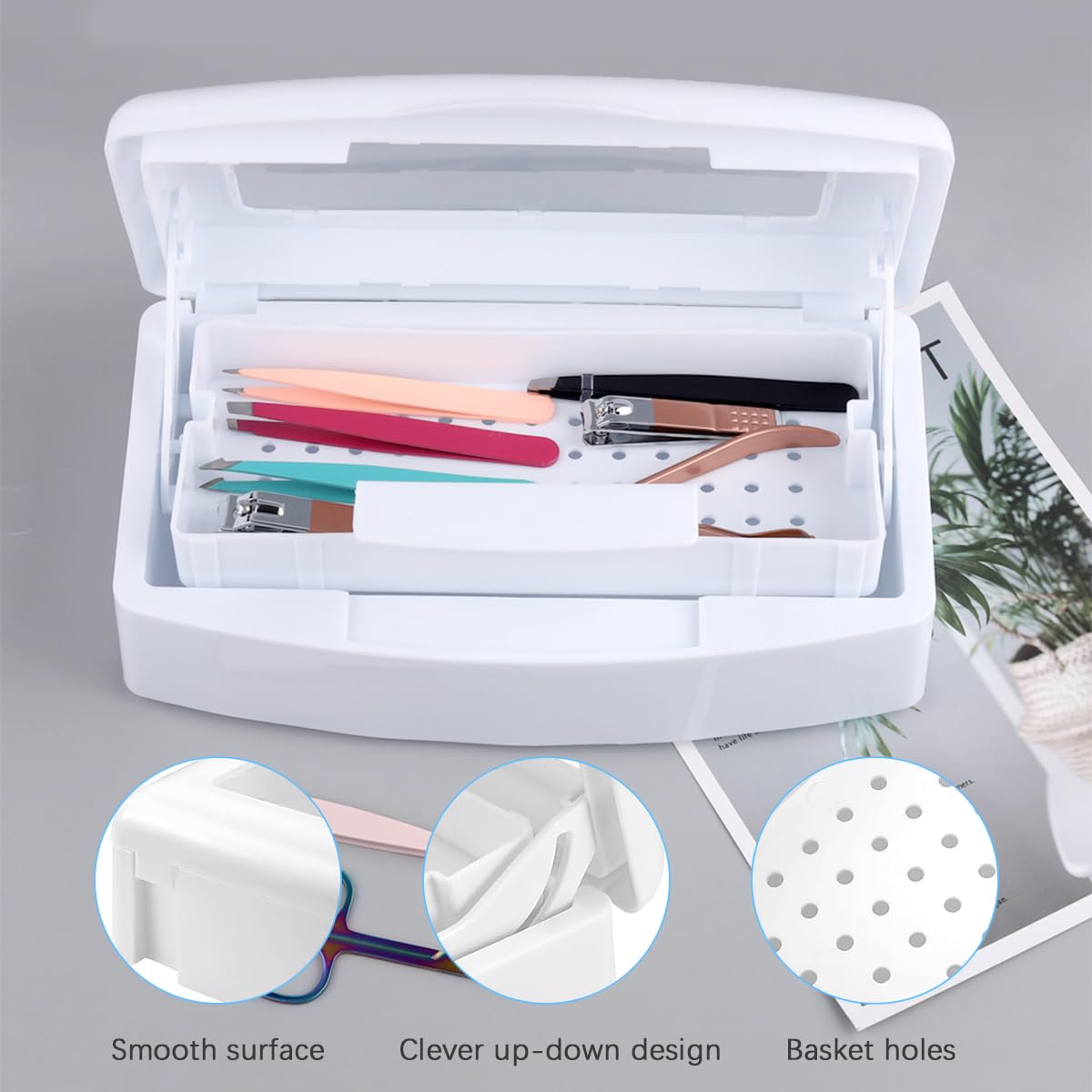 Zhowyeemeng Nail Tool Sterilizer Box, Plastic Sterilization Tray - Image 3