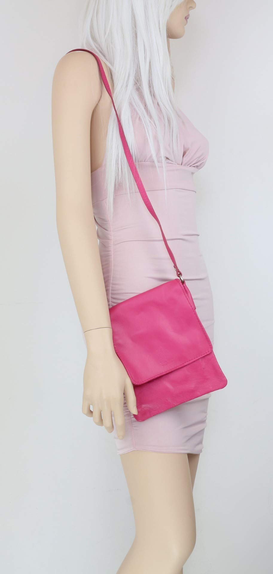 Girly Handbags Bolso bandolera de piel italiana para mujer, bandolera pequeña de piel suave