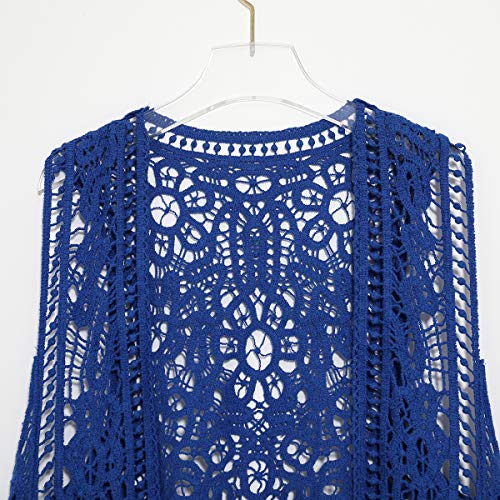 Pirate Curiosity Open Stitch Cardigan Boho Hippie Crochet Vest (Turkish Sea), Medium