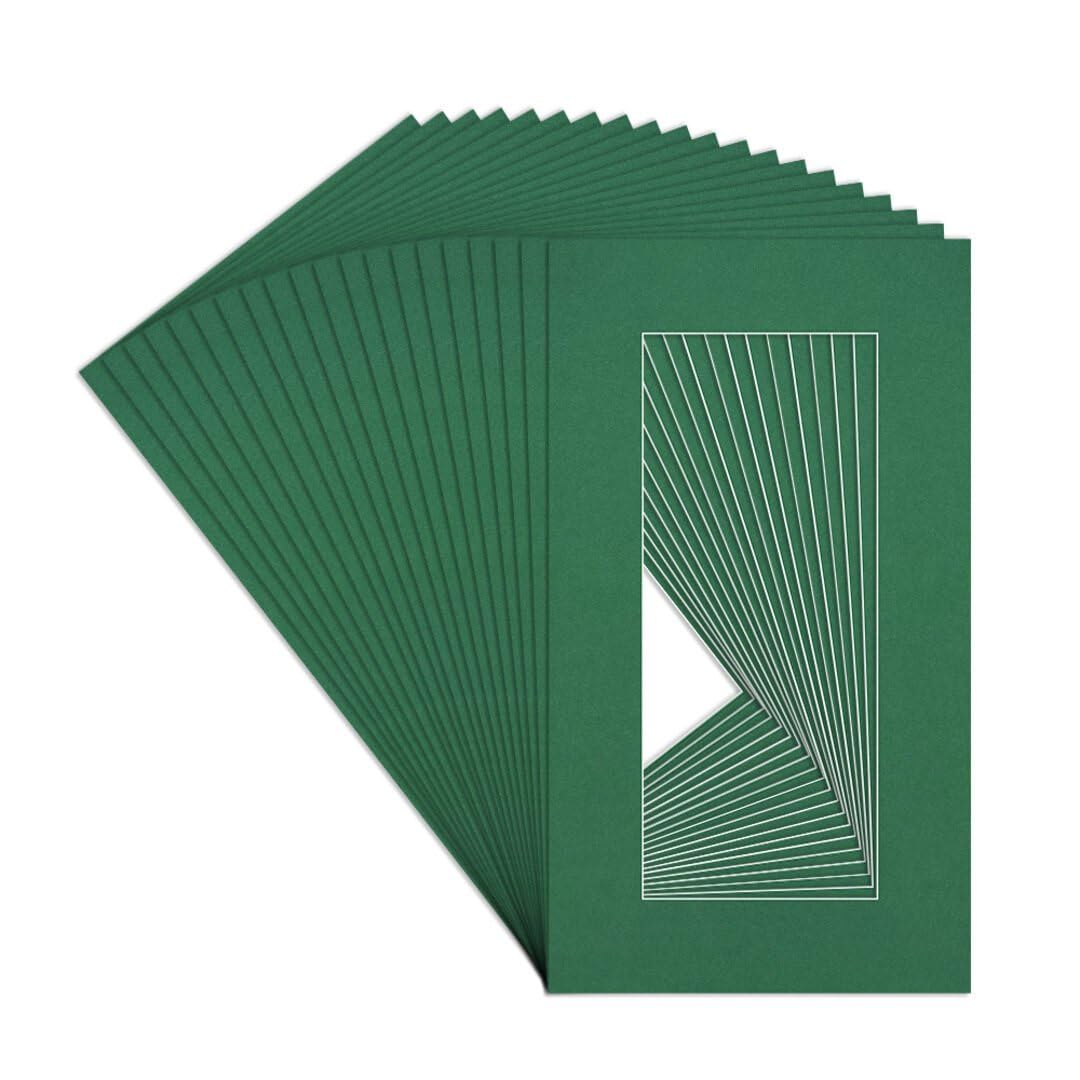 Procut Global 16x9" Emerald Picture Mounts to Fit 12x5" Aperture - Precision Cut Cardboard Photo Mount - Ideal for Frames, Prints, Artwork & Certificates - Sizes & Colours Available - 20 Pack