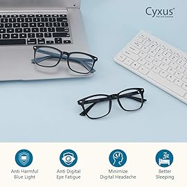 Cyxus 2-Pack Blue Light Blocking for Men Women Glasses Computer Glasses Retro Square Clear Lens Eyeglasses Frame