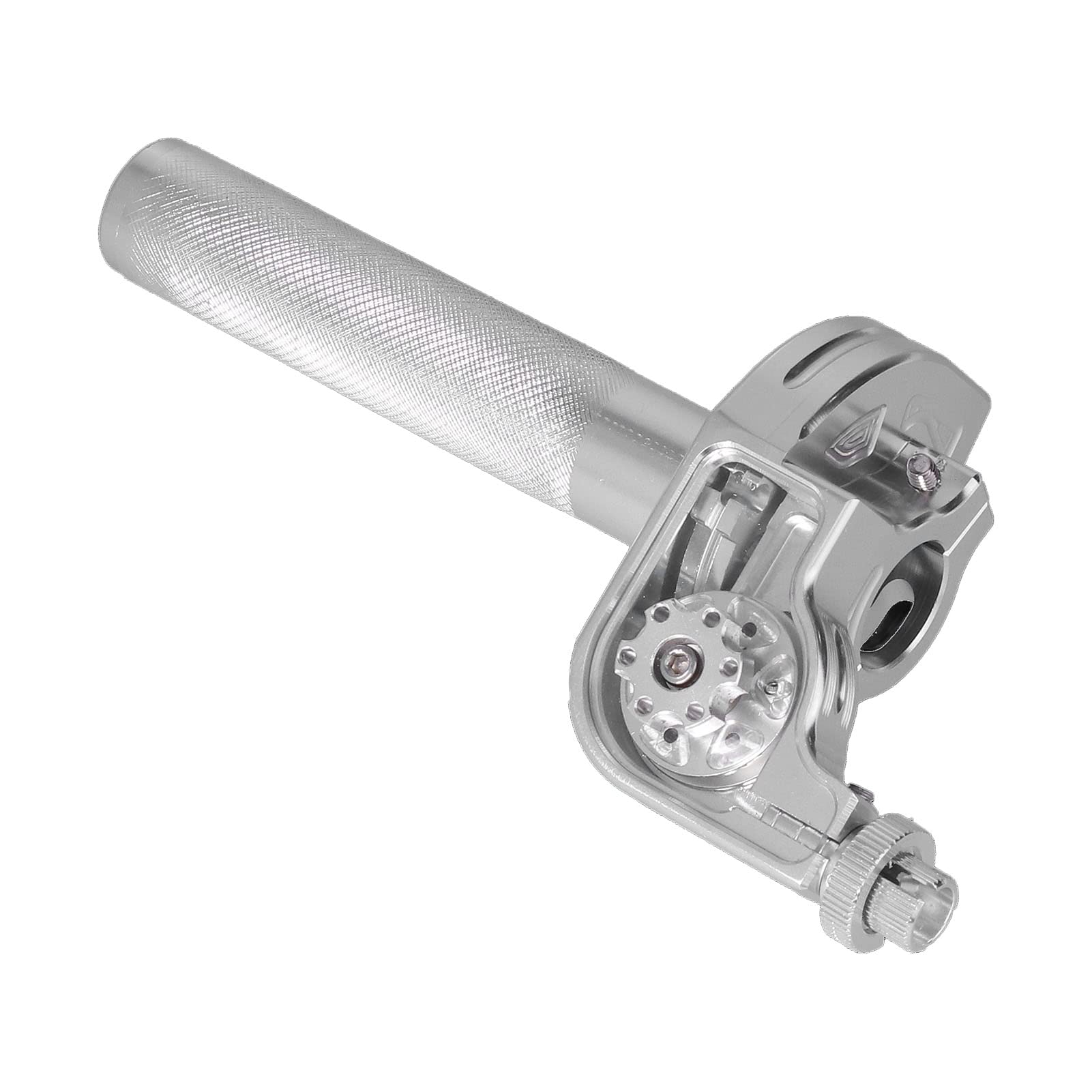 VOBOR Empuñaduras de Acelerador de Aluminio, CNC 22mm/0,87 Pulgadas Manillar, Motocicleta Manija de Acelerador de Repuesto(Plata)