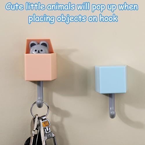 Miniatura 2 de Juome Lindo gancho para llaves de gato, 4 ganchos adhesivos para decoración de pared, ganchos de gato para abrigo, bolsa, sombrero, toalla, ganchos