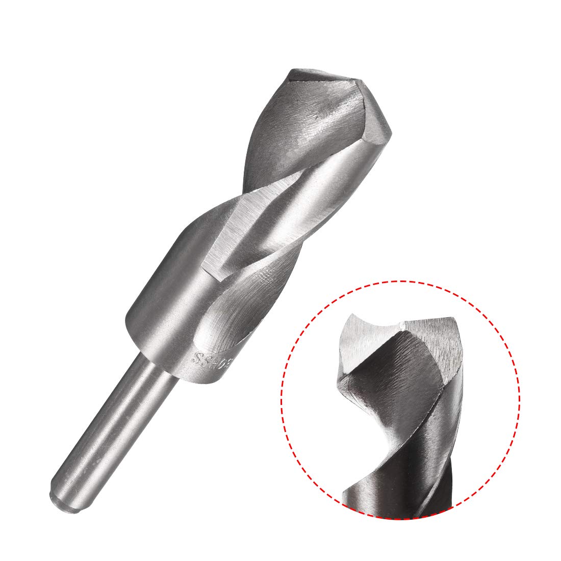 sourcing map Foret Hélicoïdal Mèche à Queue Réduite Tige 30mm en Acier Haute Vitesse HSS 4241 avec Tige Droite de 1/2 pouce Argent