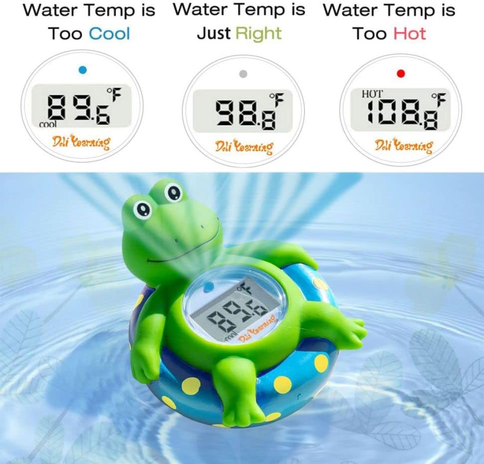 Doli Yearning Frog Baby Bath Thermometer, Toddlers Floating Bath Toy, Bathtub Thermometer, at Fahrenheit and Celsius degree - Blue