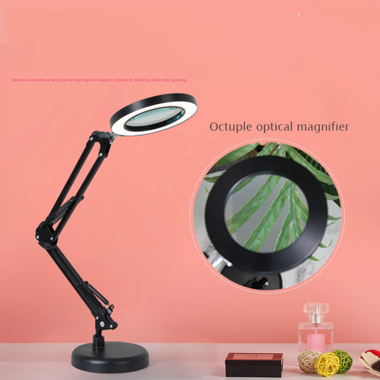 LED Bordado Belleza Escritorio lámpara Tatuaje ceja/uña Arte/Tatuaje/pestaña/lámpara de Lectura, Negro (con Lupa), 7 vatios
