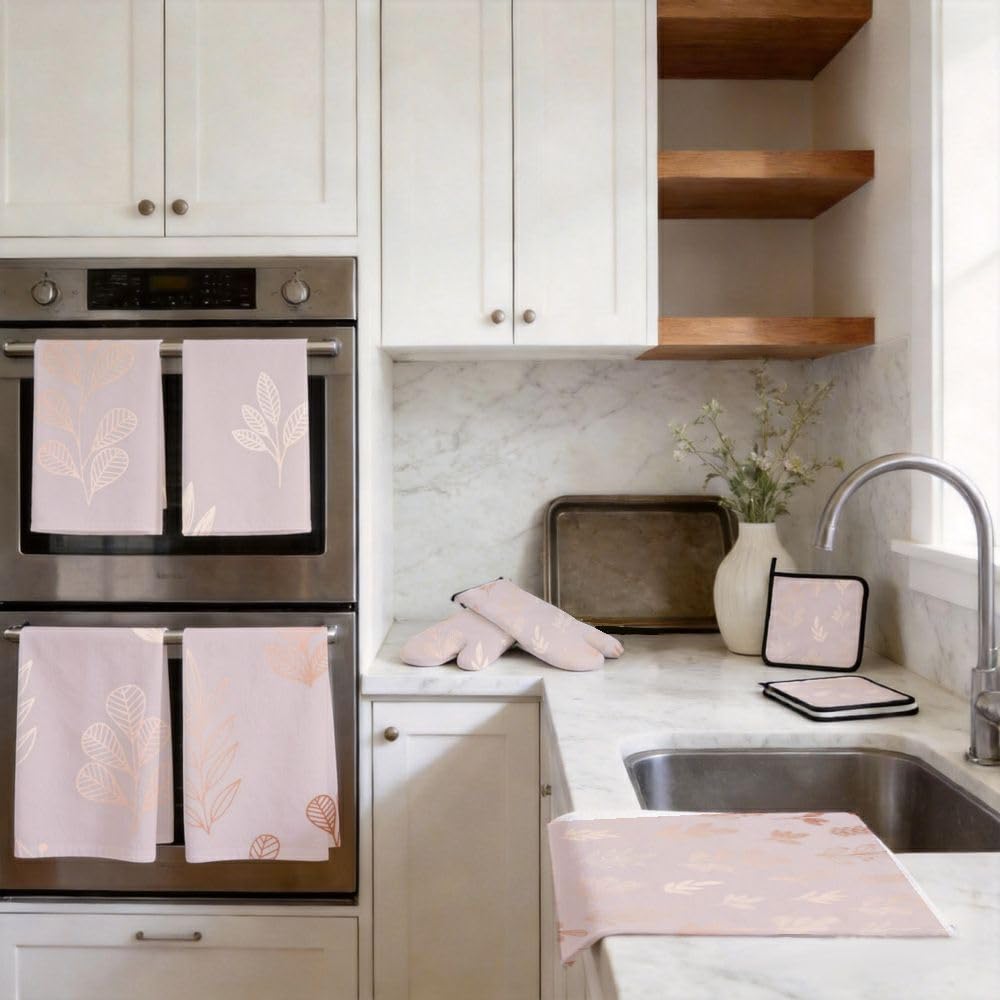 9PCS Rose Gold Leaves1 Cucina Decor e Accessori Set