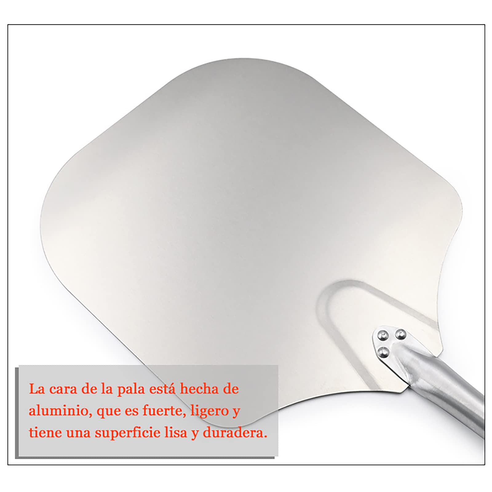 Largo Profesional Pala para Pizzas Aluminio, Pala para Pizza Horno, con Ligero y antideslizante Madera Mango, para Parrillas interiores y exteriores DIY pizza piedra (12?,Short)