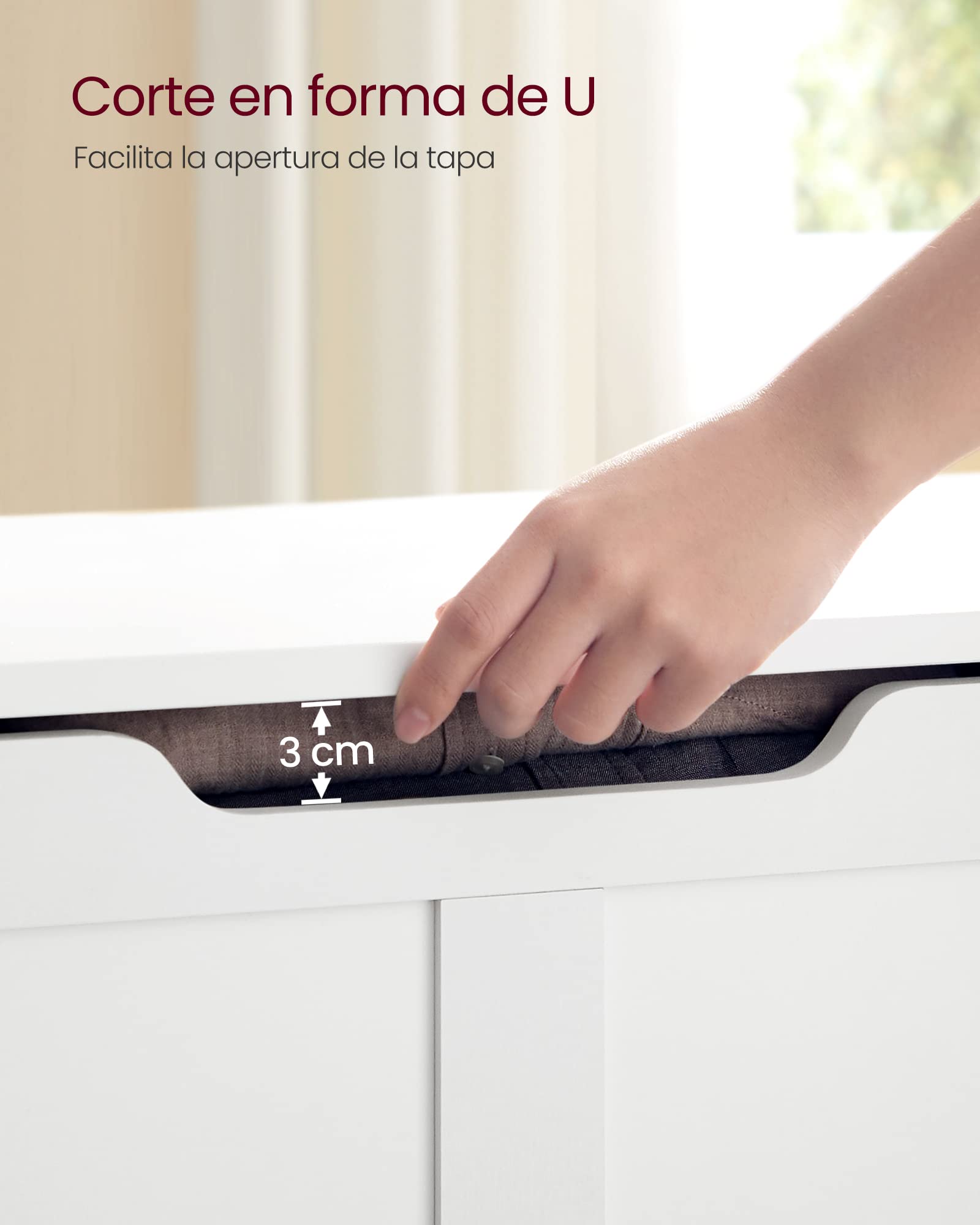 VASAGLE Puff Almacenaje, Banco Almacenaje con 2 Bisagras de Seguridad, Baúl Almacenaje, Banco Zapatero, Estilo de Campo, 40 x 100 x 46 cm, para Pasillo Dormitorio Salón, Blanco Nube LSB060T14