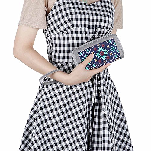 Image of XEYOU Double Zipper Long Clutch Wallet Cellphone Wallet for Women with Removable Wristlet Strap for Credit Card, Cash, Coin, Bill