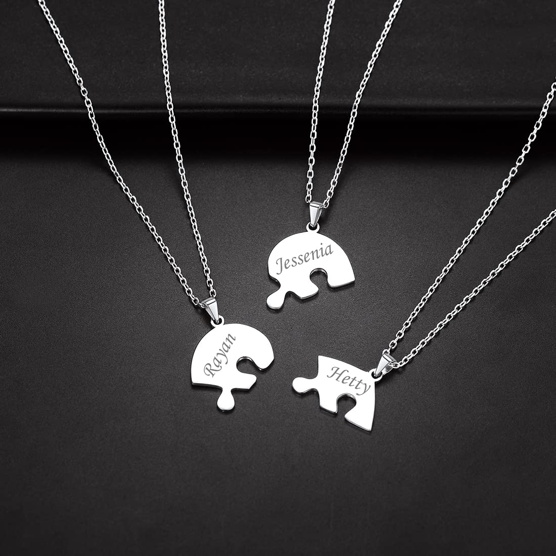 U7 2 3 4 5 6 PCS Collana Pendente Cindolo Puzzle Cuore Catena Regolabile 40 45 50 cm Acciaio Inossidabile/Placcato Oro 18K Gioiello per BBF Coppia Amici Famiglia Argento Nero Oro - Personalizzabile