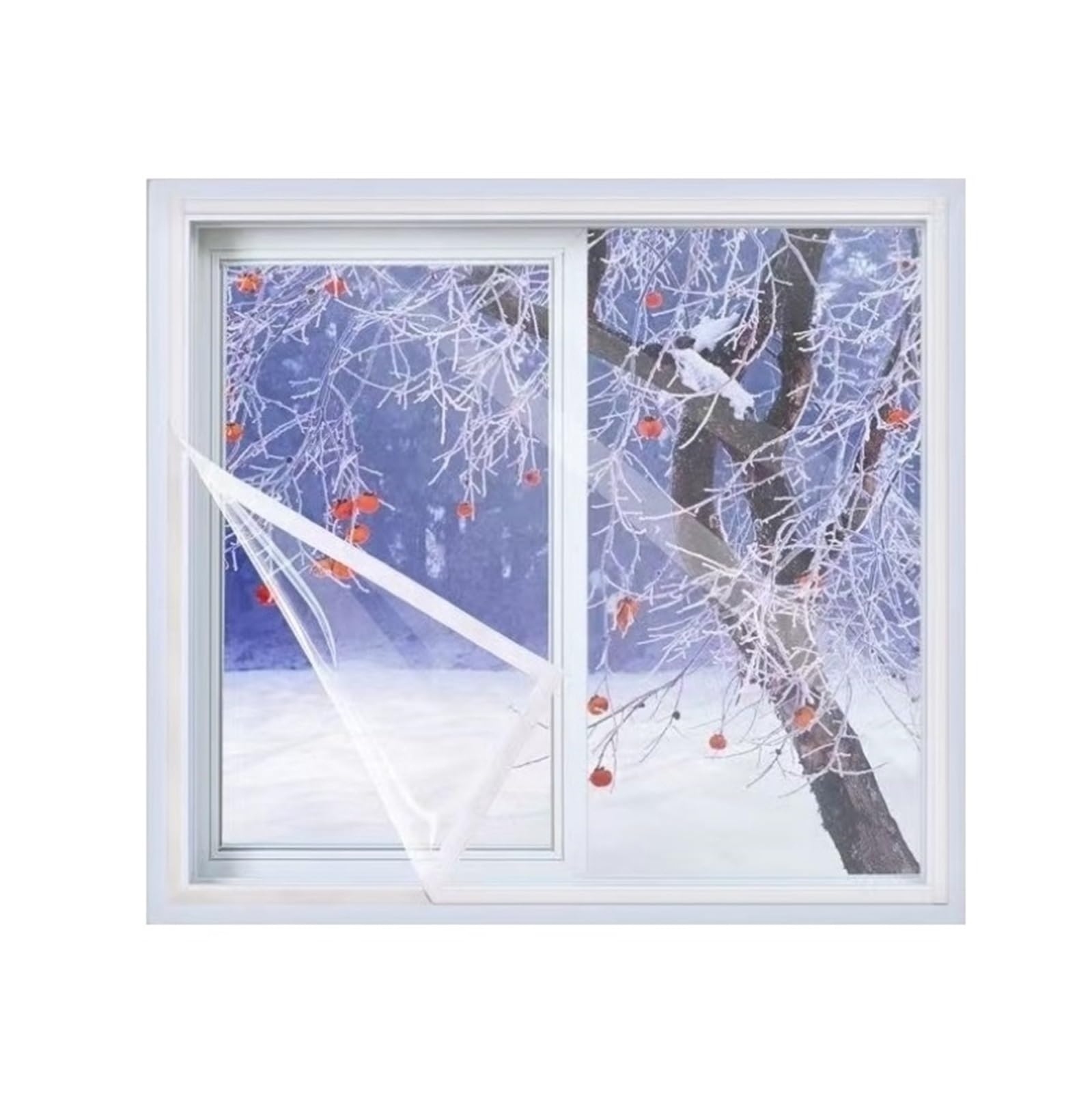 1pc Winter Window Film Windproof Heat-insulating Transparent Plastic White Edge And Disassemble Type