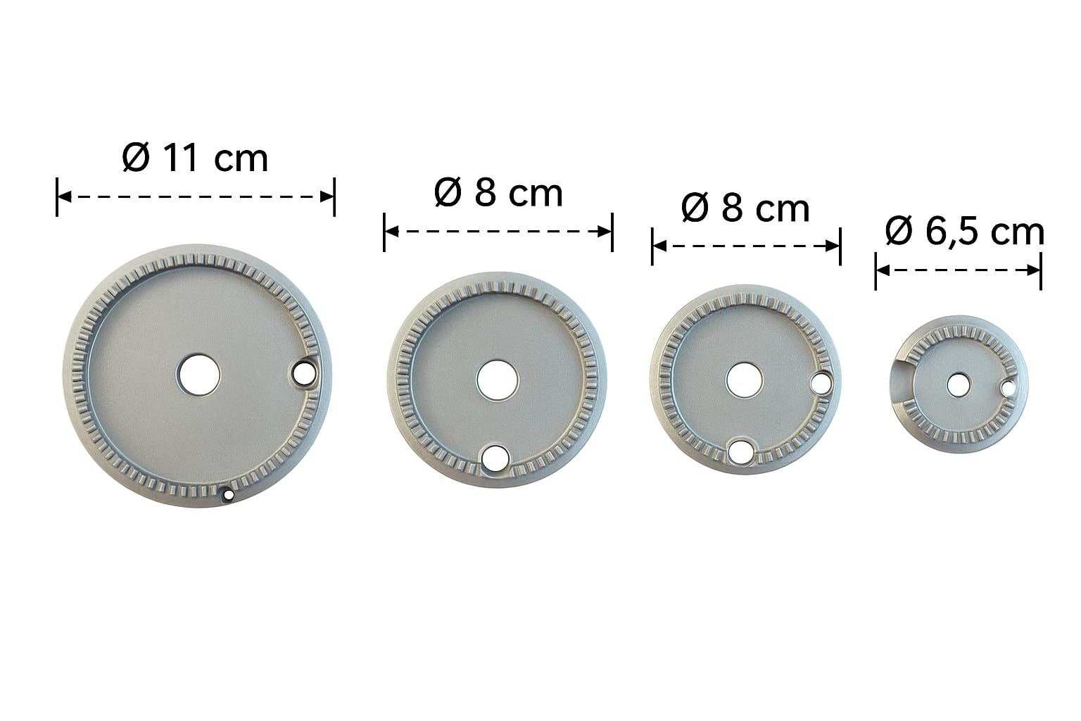 Ersatz-Set für Gasherd – Set mit 4 Brenner und 4 anpassbaren Platten Rex Electrolux kompatibel Code 3540006081 – Hohe Qualität und einfache Installation