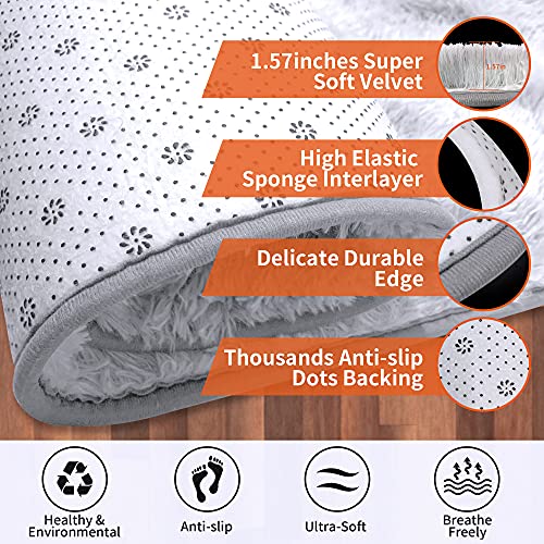 Aternoon 5.3 X 7.5 Feet Shag Area Rugs, Super Soft Fluffy Shaggy Rug Floor Carpet For Living Room, Children Bedroom, Nursery Play Room, Home Decor, 5X8 #TOP2