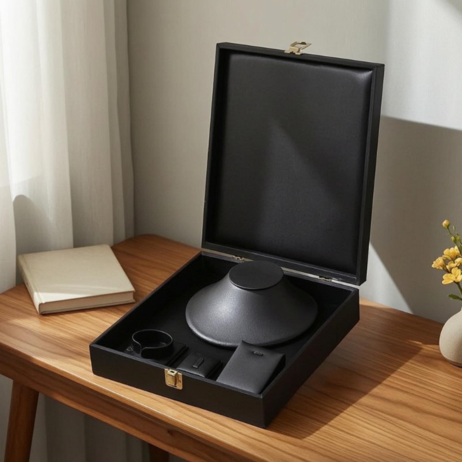 Schmuckkasten mit Fächern strukturiert Schmuckschatulle mit Klappdeckel elegant Schmuckkästchen für Schminktisch, Weiß, 30 25 7cm