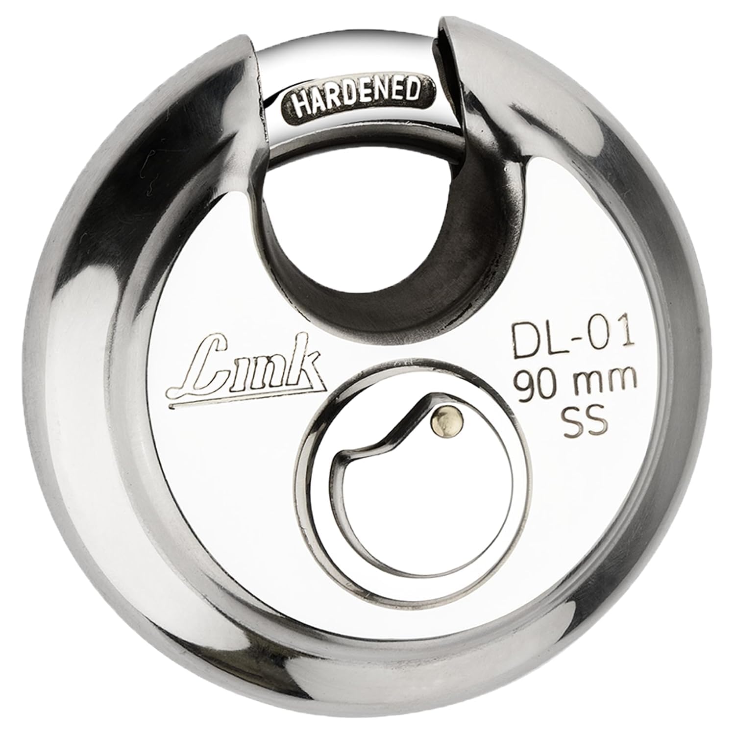 Link® Hi-Tech 90mm Round Padlock | Stainless Steel Body | Hardened Shackle | 3 Silver Keys with Hi-Tech Nickle | | Made in India, Pack of 2 — Amazon image 2