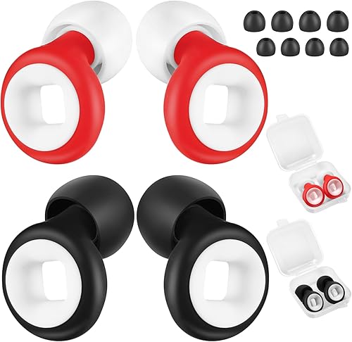 2 pares de tapones para los oídos para reducción de ruido, tapones para los oídos de silicona súper suaves y reutilizables, 8 tapones para los oídos