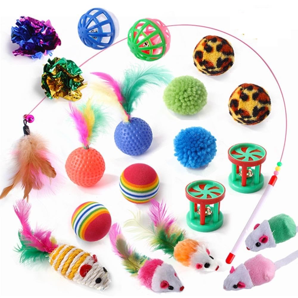 Kit 7 Brinquedos para Gatos Ratinho Bolinha Varinha Gatinho