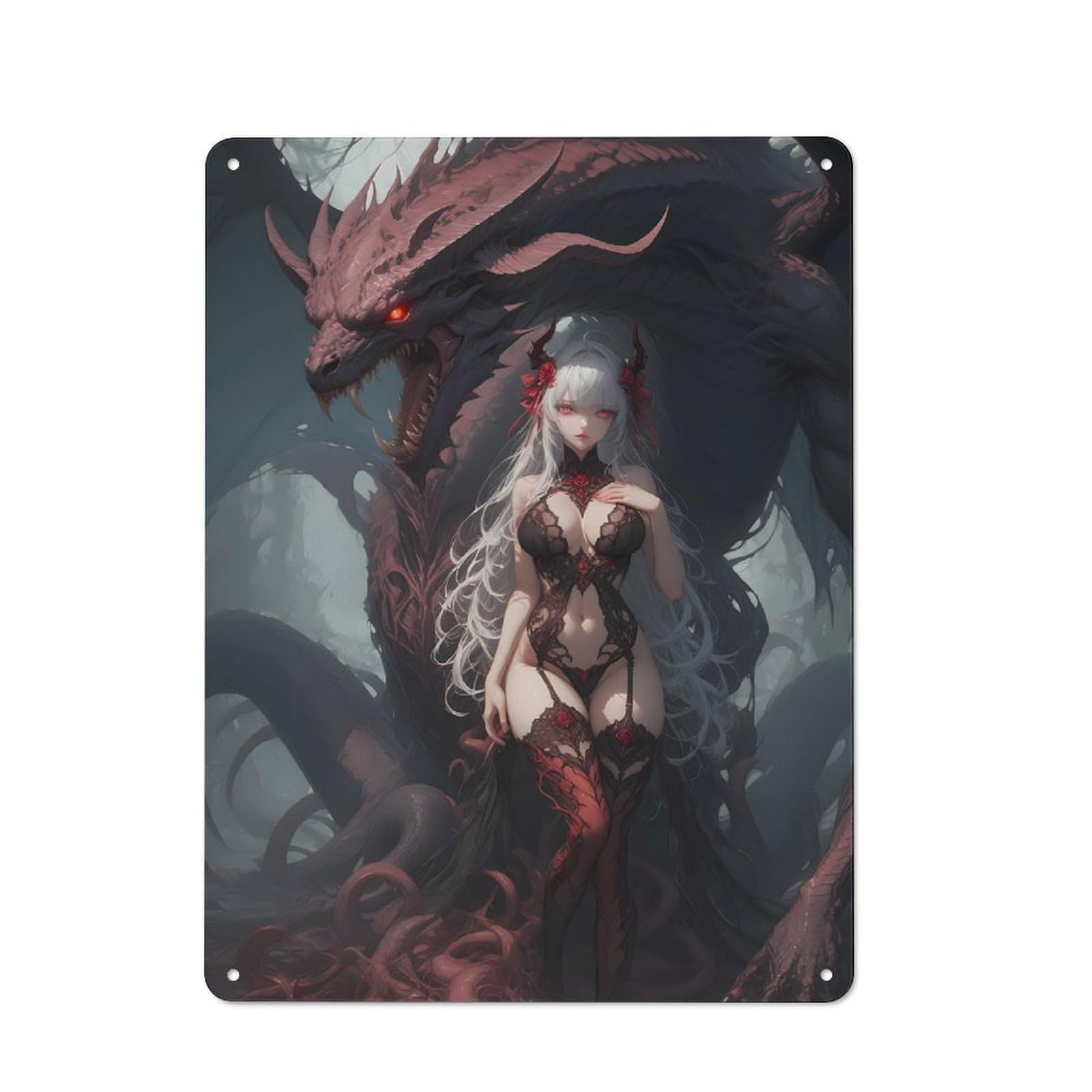 Vintage Metal Sign 40x30cm Featuring The Dragon Queen, Home Bar Decor for Cafe, Pub, Workshop Or Home Bar