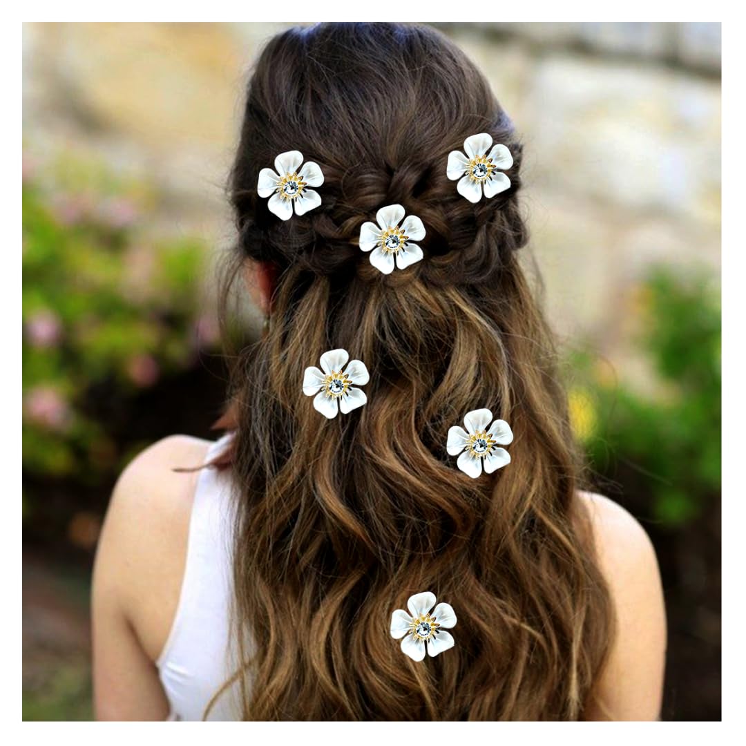 See full amazon price history chart for Hair Flare Artificial Metal Vinca Rosea with Crystal Stone Hair Pin/Judabun Pins/Hair Accessories for Women and Girls, White & Gold - 2621, Set of 6 Hair Flare Artificial Metal Vinca Rosea with Crystal Stone Hair Pin/Judabun Pins/Hair Accessories for Women and Girls, White & Gold - 2621, Set of 6 (B0CDC5JFBT) Amazon Price History, Amazon Price Tracker