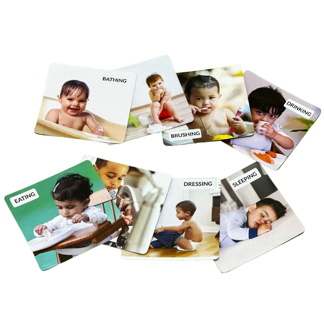 B4BRAIN Activities of Daily Living (ADL) Cards 3Months-3 Year for Brain Development| Set of 8 Board Cards | Non-Tearable, Durable Early Learning Educational Cards for Babies & Toddlers (B0CK53K7JN) Amazon Price History, Amazon Price Tracker