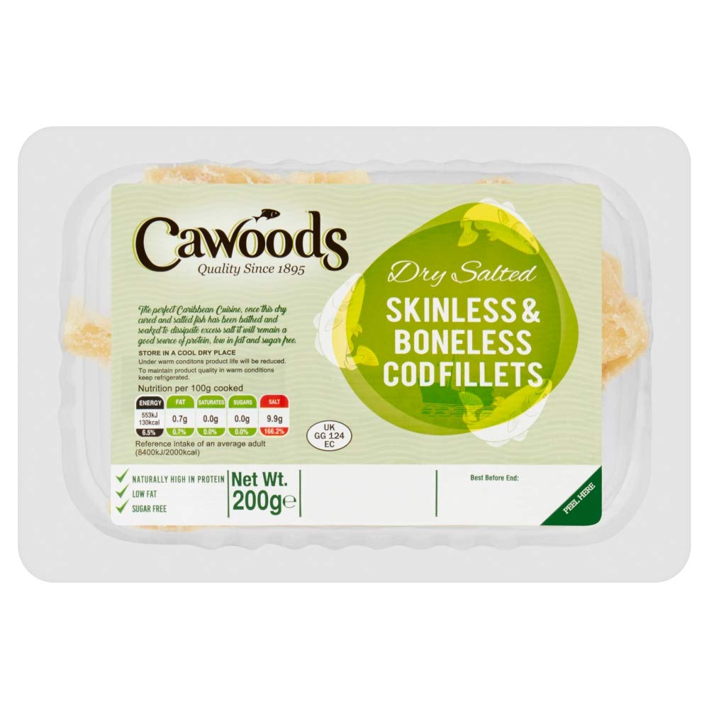 Cawoods Dry Salted Skinless & Boneless Cod Fillets, 200g