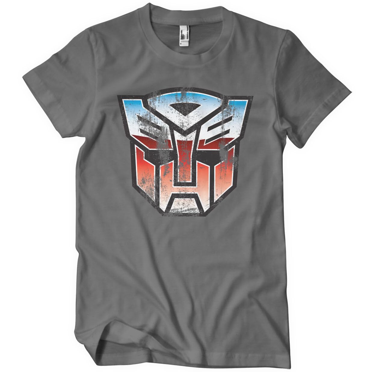 Transformers Officially Licensed Distressed Autobot Shield Mens T-Shirt (Dark Grey), Large