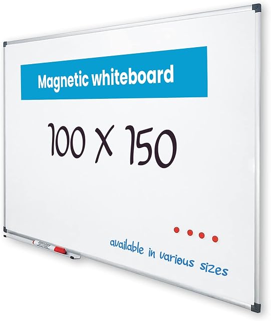 Vivol Eco Magnetic tablica suchościeralna 100 x 150 cm, aluminiowa rama, tablica magnetyczna, tablica suchościeralna, tablica magnetyczna, półka na długopisy, 8 rozmiarów, możliwość pisania