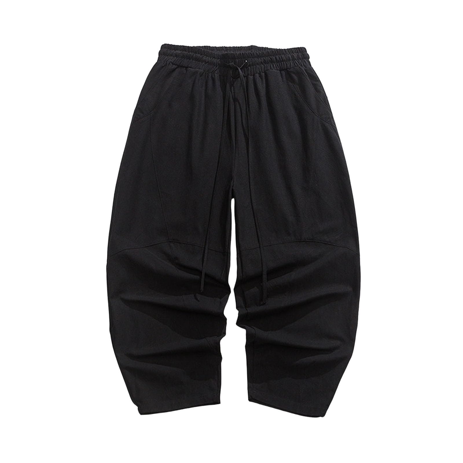 Generico Pantaloni Lino Uomo,Pantaloni da Lavoro Uomo,Pantaloni Casual in Lino a Gamba Larga con Coulisse Boho Leggeri e Traspiranti per Tutte Le Stagioni