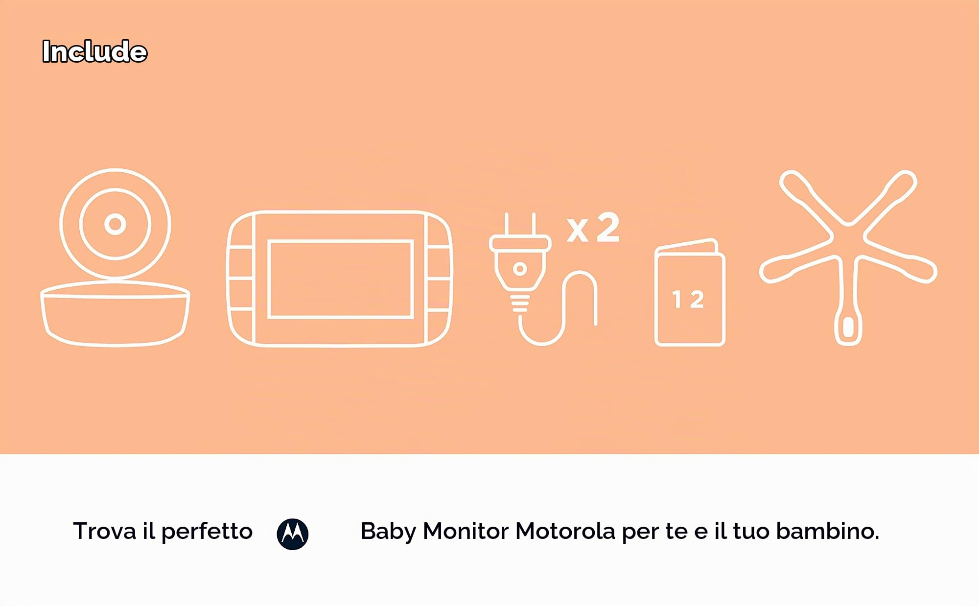 Motorola Nursery VM855 - Baby monitor con connessione Wi-Fi con app Motorola Nursery e unità principale da 5 pollici, visione notturna, temperatura e conversazione bidirezionale, Bianco