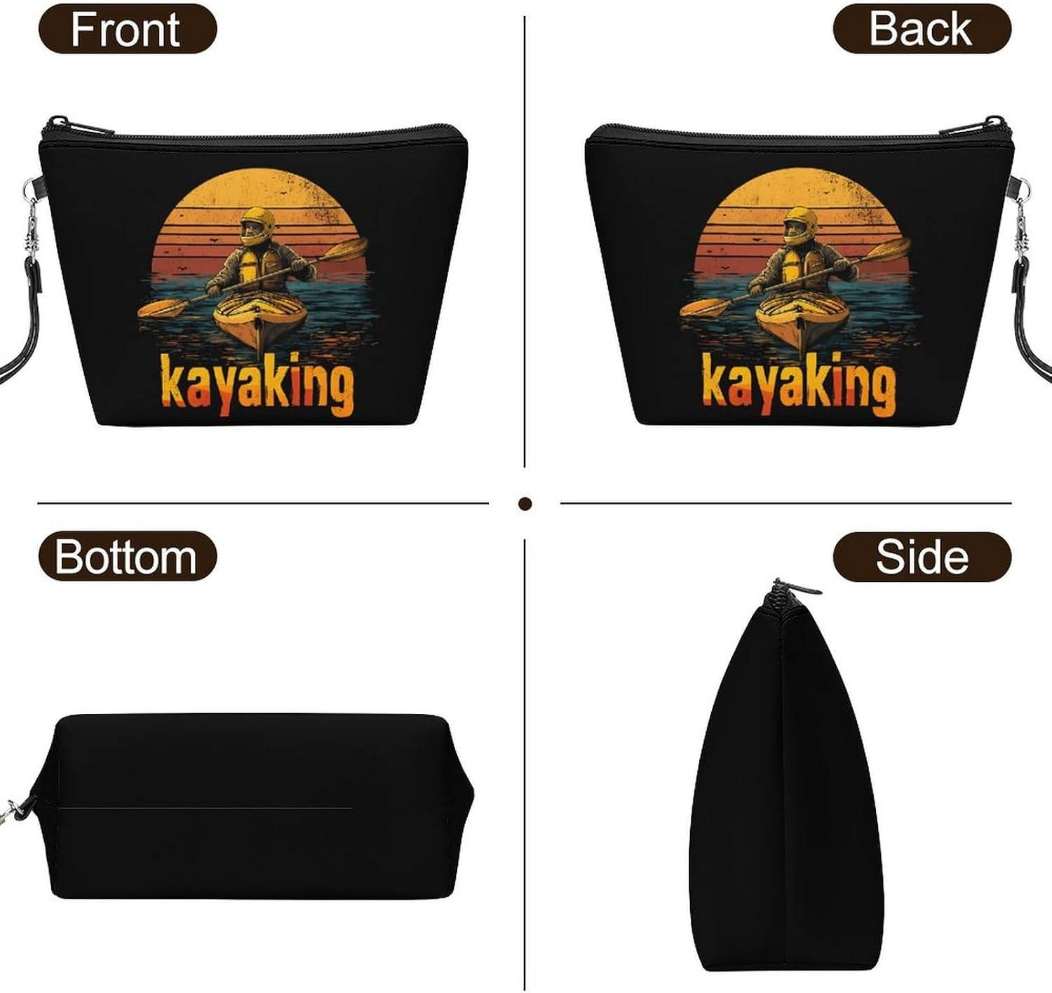 Kayaking Vintage Women's Makeup Bag for Purse image 3