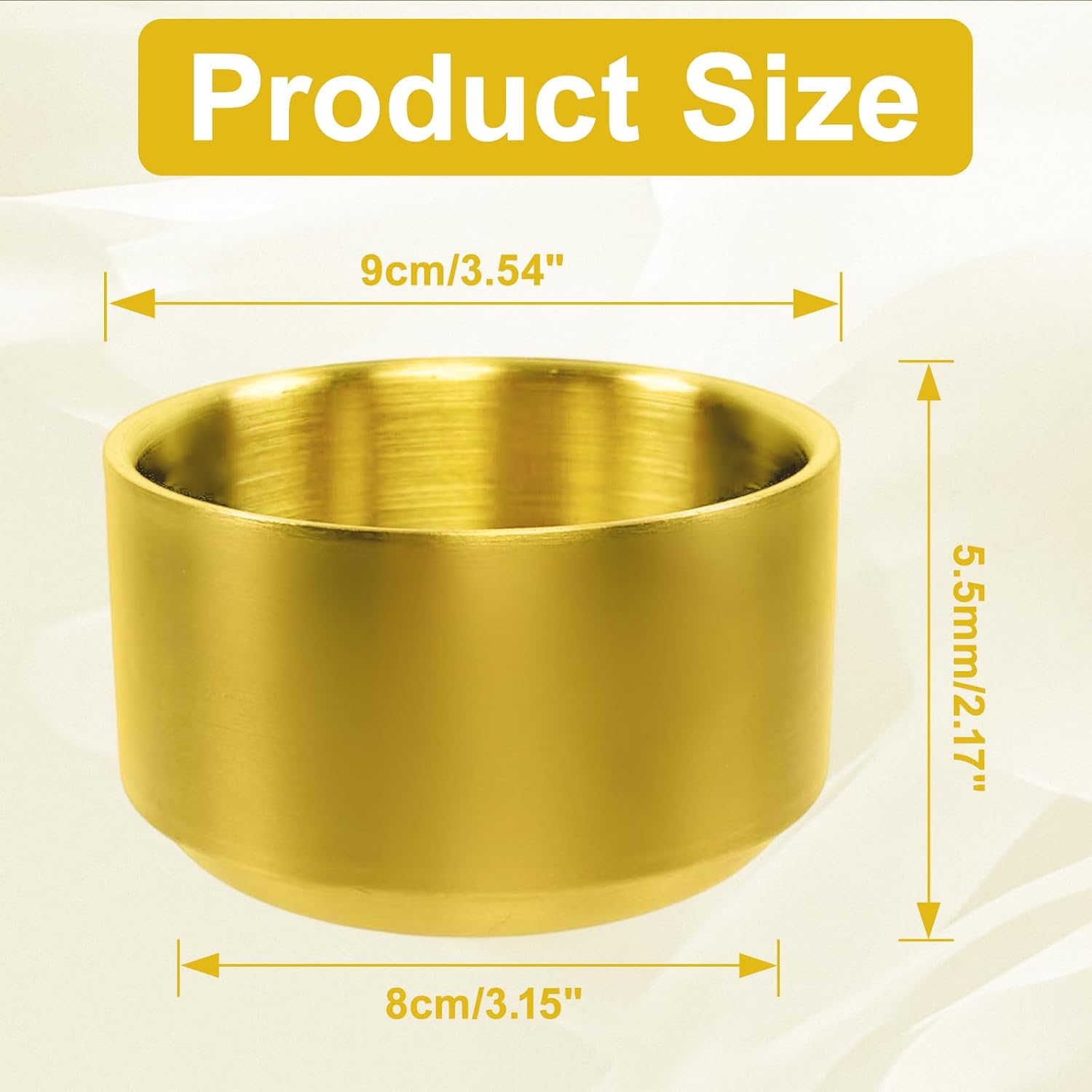 Gold Stainless Steel Paper Clip Holder Bowl, Round Desktop Organizer for Paperclips, Binder Clips and Small Office Accessories