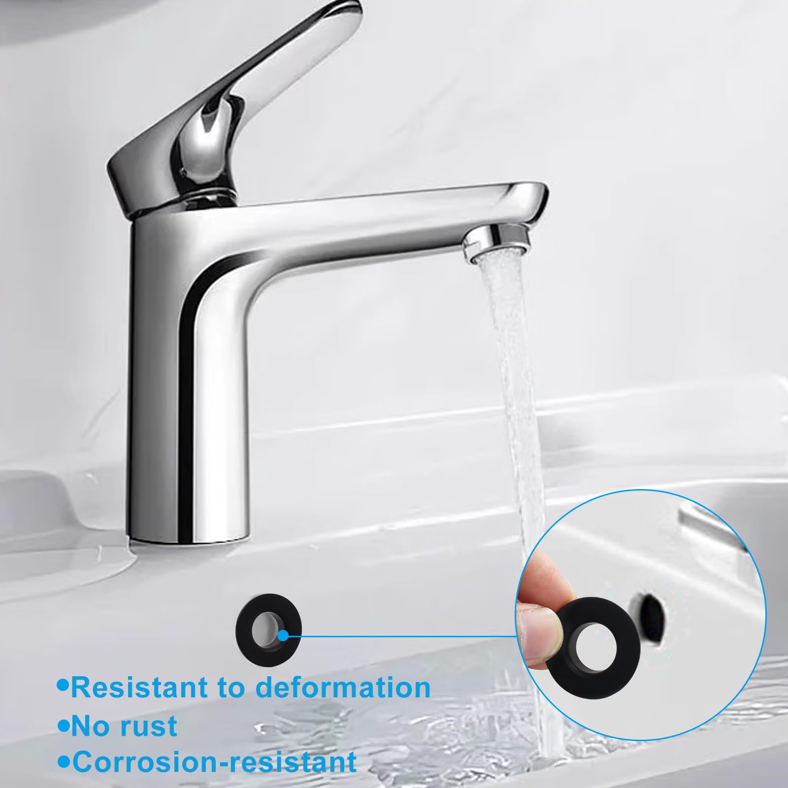Cjueiom 3 Pcs Matte Black Sink Overflow Rings, Round Sink Overflow Drain - Image 4