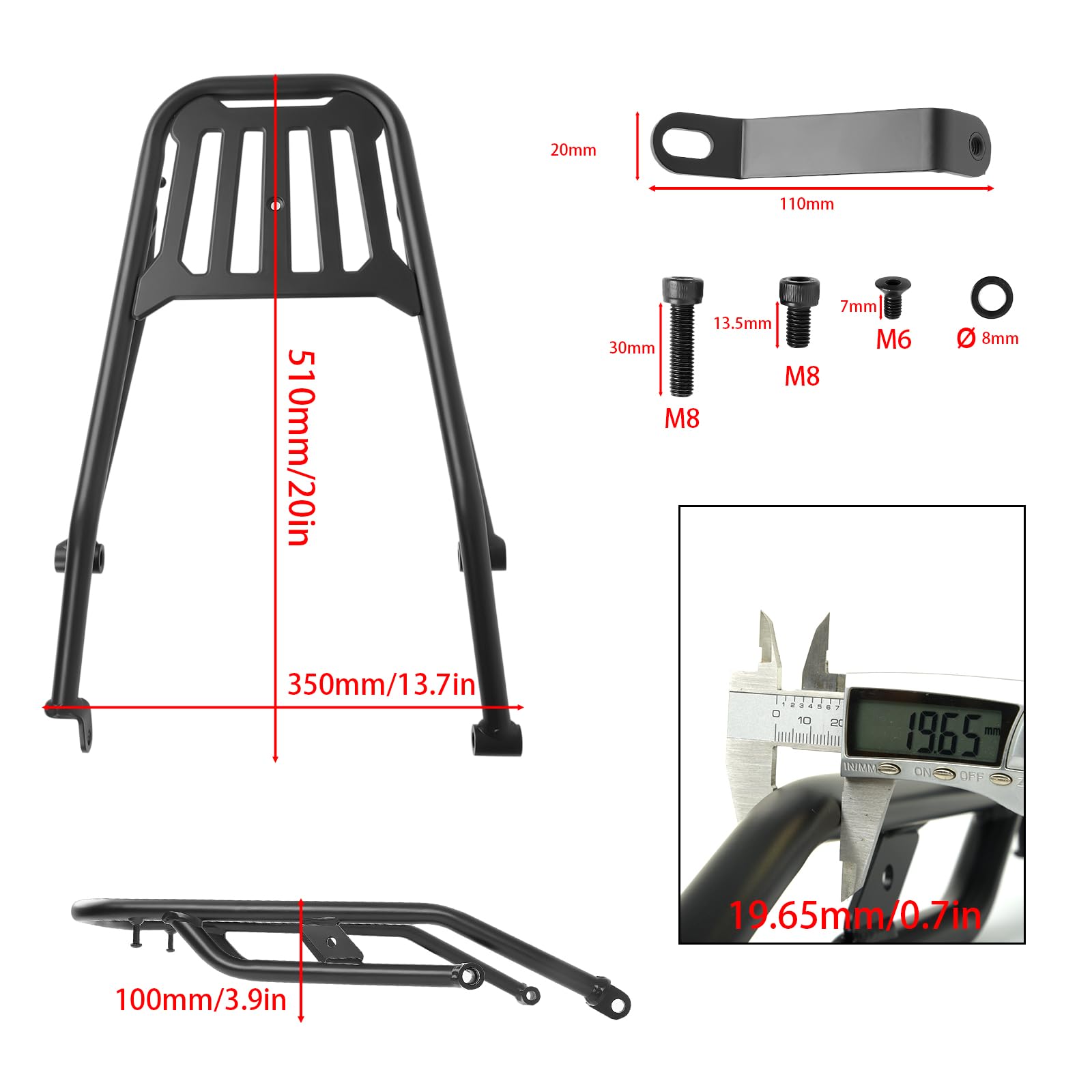 WOOGA Gepäckträger hinten für Ho&nda CL250/CL300/CL500 SCL 500 Accessories 2022-2026 Motorrad-Gepäckträger,Aufbewahrungsbox, Unterstützung speziell CL 250/CL 300/CL500 SCL500