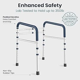 PELEGON Toilet Safety Rails (350 lb) - Adjustable Toilet Safety Frame & Rails, Toilet Safety Rail for Elderly Adults, Toilet Handles for Seniors, Toilet Bars for Elderly, Disabled & Handicap - Grey