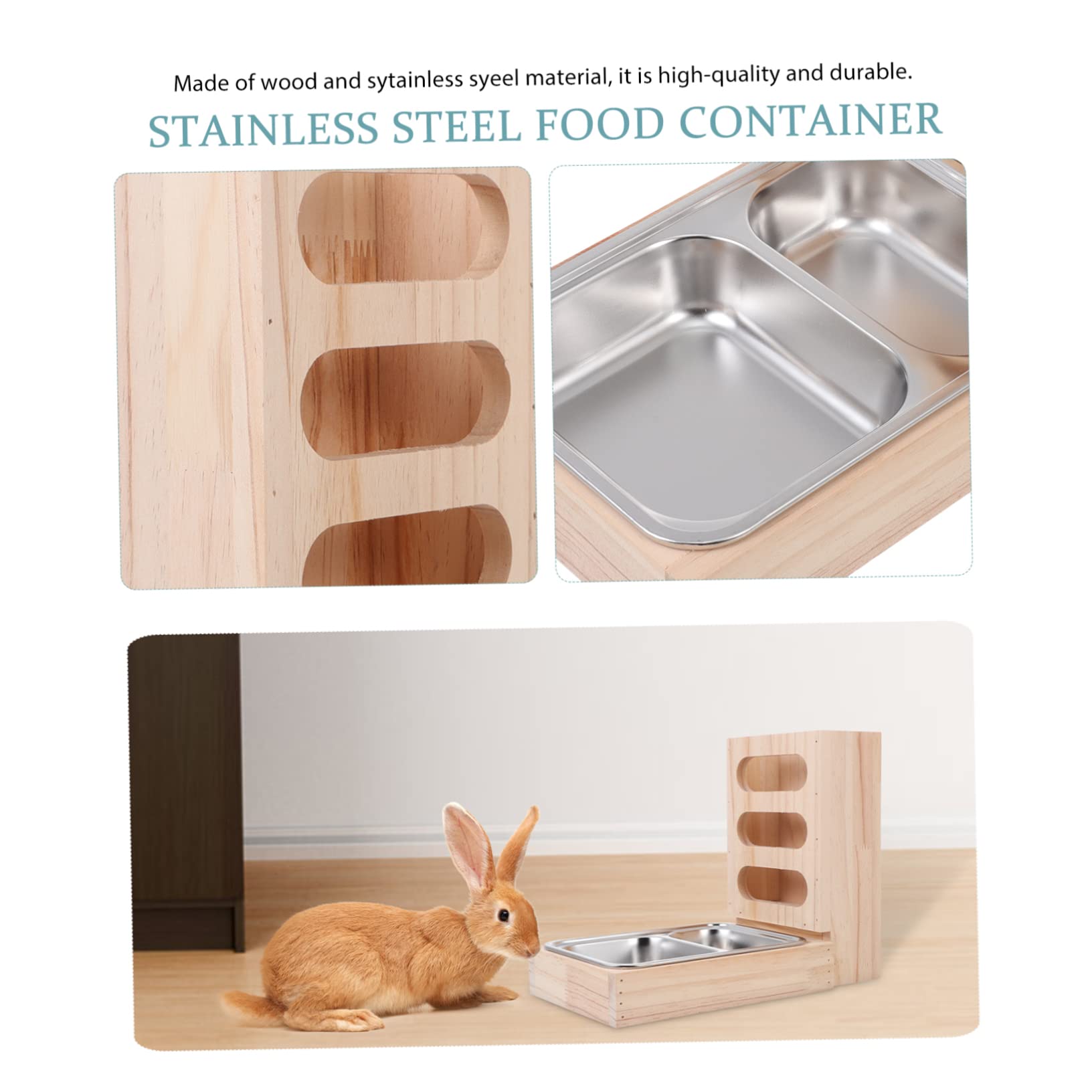 Comedero para Conejos y Roedores Cesta De Alimentación Estante De Madera Suministros para Mascotas Cesta
