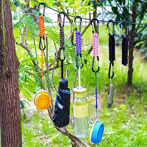Image of BRAVESHINE Paracord Keychain Carabiner Clip, D Ring Lanyard Hanger Stroller Hook for Water Bottle, Key, Backpacks, Men, Women