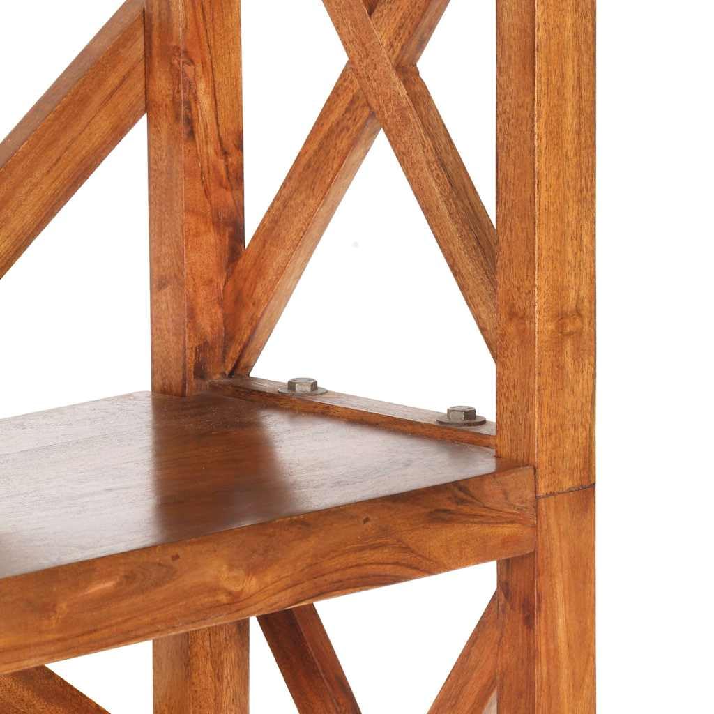 Regał na książki 60 x 30 x 160 cm z litego drewna akacjowego z wykończeniem w kolorze miodowym, stabilny regał stojący do salonu, gabinetu, korytarza, z czterema dużymi wkładanymi półkami