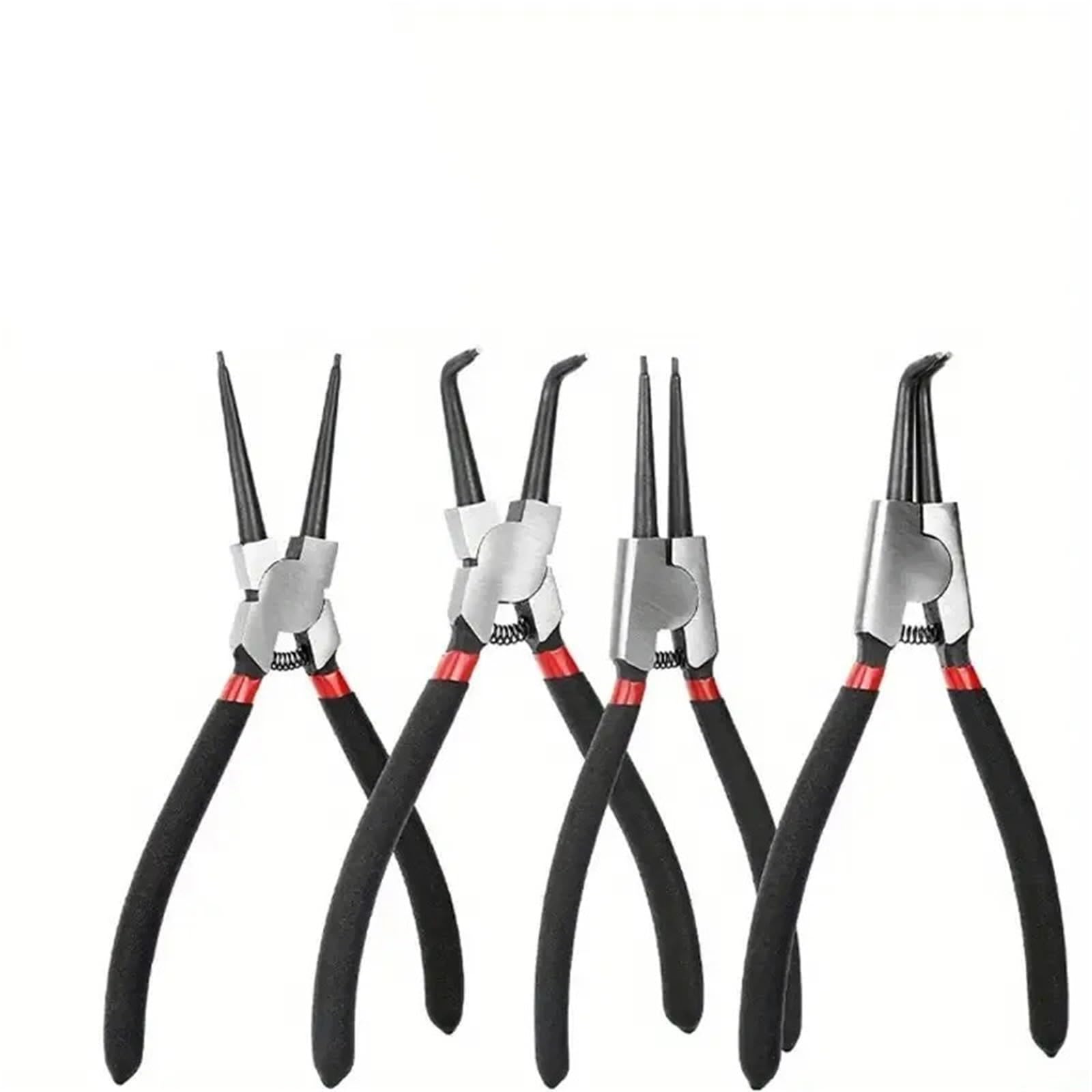 Mdsiokhj 7In 4Pcs Snap Ring Plier 4Pcs 7In Circlip Plier Long Nose Plier/Staight Bent Inner Outer Staight Plier/Retaining Snap Ring Remover(7In 4Pcs)