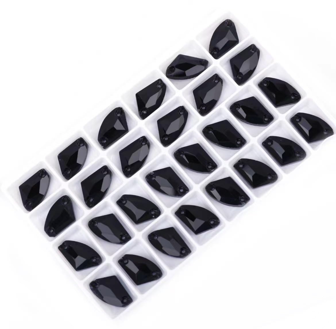 Cyrkonie, Szyte kamienie Płaskie kryształki do szycia Szklane Akcesoria ubrań(Black,9x14mm 48Pcs)