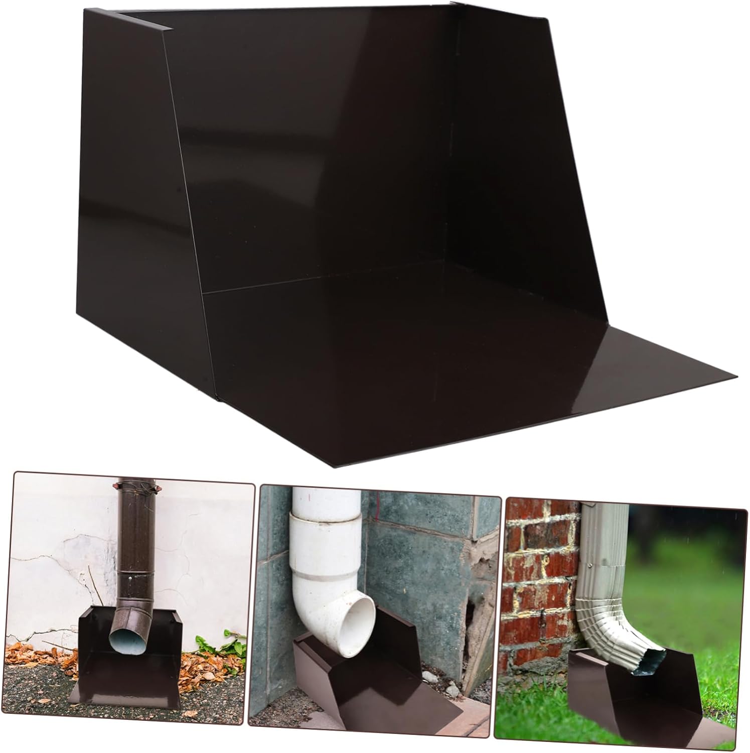 Aluminum Rainwater Catchment Pan Durable Splash Block for Downspouts Easy to Clean Gutter Diverter Tray Protects Surfaces from Water Damage Heavy-Duty Design for Rain Drainage