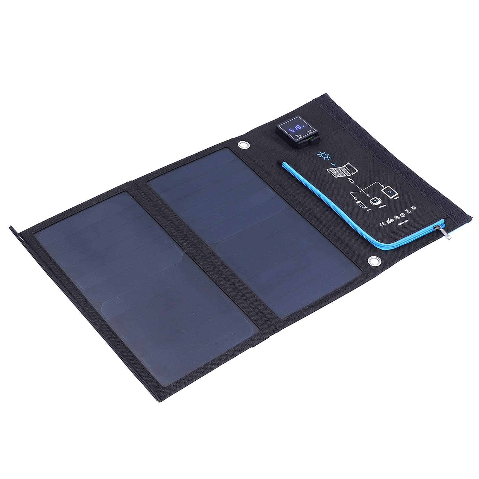 Sac de Chargeur Solaire extérieur Portable Pliable avec Ports USB pour Smartphones, tablettes, étanche, Durable, léger pour Le Camping, la randonnée, Les Voyages, Tissu ABS,