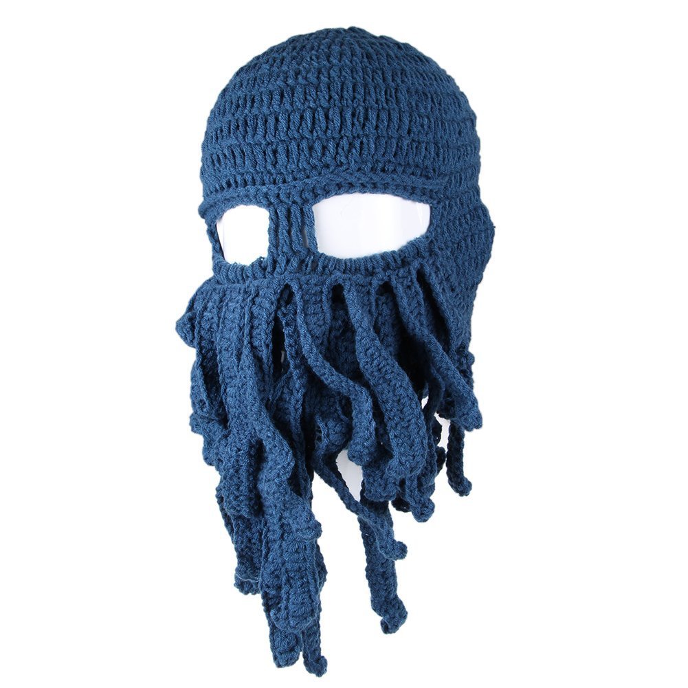 KafeimaliMen's Head Barbarian Vagabond Beanie Original Foldaway Beard Octopus Pirate Hats Bearded Caps