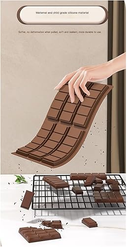 Miniatura 5 de Molde de silicona grande para barra de chocolate de 6.7 x 10.2 pulgadas, antiadherente, moldes de caramelo de cavidad profunda para hornear,